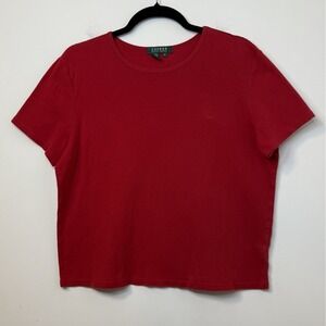 Polo Ralph Lauren Crop Shirt Women's XL  Short Sleeve Classic Fit Crew Neck Red